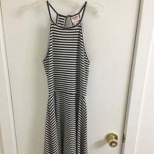 black and white striped halter top dress